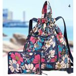 Multifunctional Foldable Portable Shopping Bag Women's Printed Drawstring Backpack for Camping Outdoor Activity New