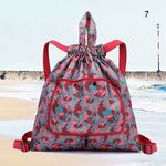 Multifunctional Foldable Portable Shopping Bag Women's Printed Drawstring Backpack for Camping Outdoor Activity New