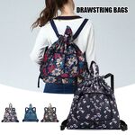 Multifunctional Foldable Portable Shopping Bag Women's Printed Drawstring Backpack for Camping Outdoor Activity New