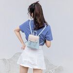 PU Leather Women Small Backpack Fashion Splicing Hit Color Shoulder Bags School Bags for Teenage Girls Casual Ladies Backpack