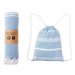 Quick-drying Turkish Tassel Beach Bath Towel Outdoor Beach Swimming Sports Travel Drawstring Backpack Organizer Storage Bag