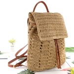 Women Straw Backpack Shoulders Bag Handmade Woven Casual Beach Top Handle Bags for Women Traveling Shopping