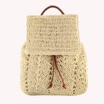 Women Straw Backpack Shoulders Bag Handmade Woven Casual Beach Top Handle Bags for Women Traveling Shopping