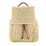 Women Straw Backpack Shoulders Bag Handmade Woven Casual Beach Top Handle Bags for Women Traveling Shopping