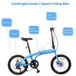 20Inch Folding Bicycle 7 Speed High Carbon Steel Shock-absorbing Cycling Road Bike for Adult  Male Female Student Outdoor Sports