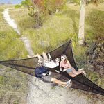Multi Person Hammock 3 Point Design Multi-functional Triangle Aerial Mat Camping Tent Sleep Pad Outdoor Travel Camping Canopy