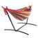 9ft Black Steel Pipe Hammock Frame with 200*150cm Polyester Cotton Hammock Coffee Strip Natural Rope Iron Hammock Set